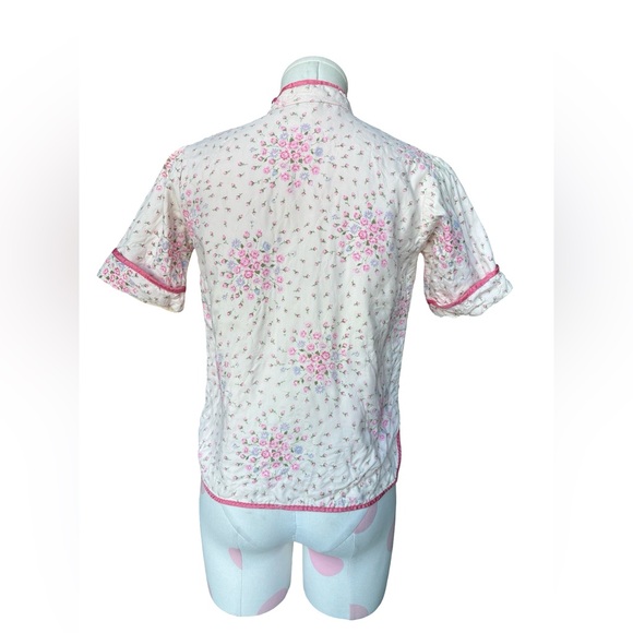 Vintage Quilted floral blouse - pink and white - XS (vintage 10) - Picture 4 of 9